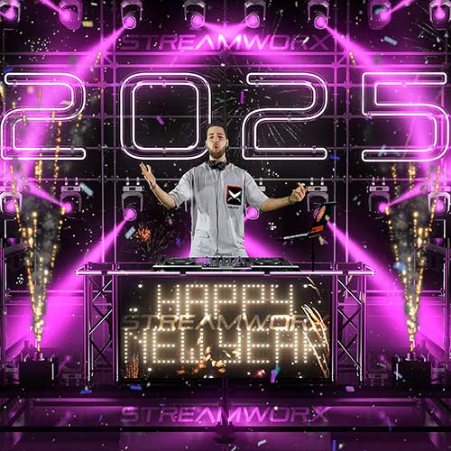 NYE 2025 3D Stage background for dj, OBS Streamlabs