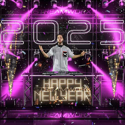 NYE 2025 3D Stage background for dj, OBS Streamlabs